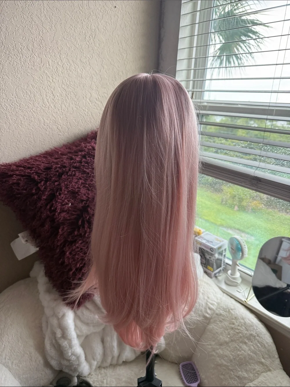 Pink Wig 13x6 Glueless HD Lace Front Wig 26 inches light pastel mauve rose